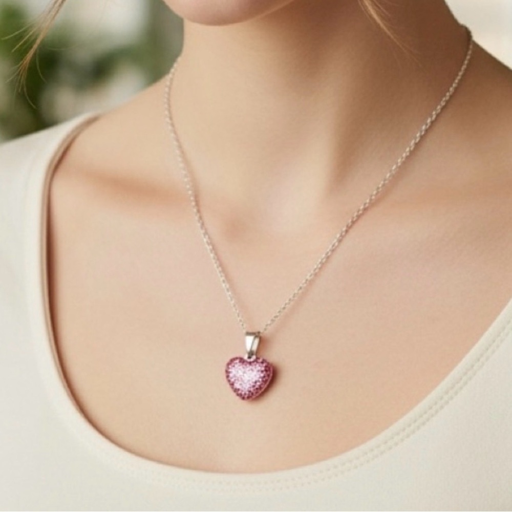 Elegant Pink Heart Pendant Necklace